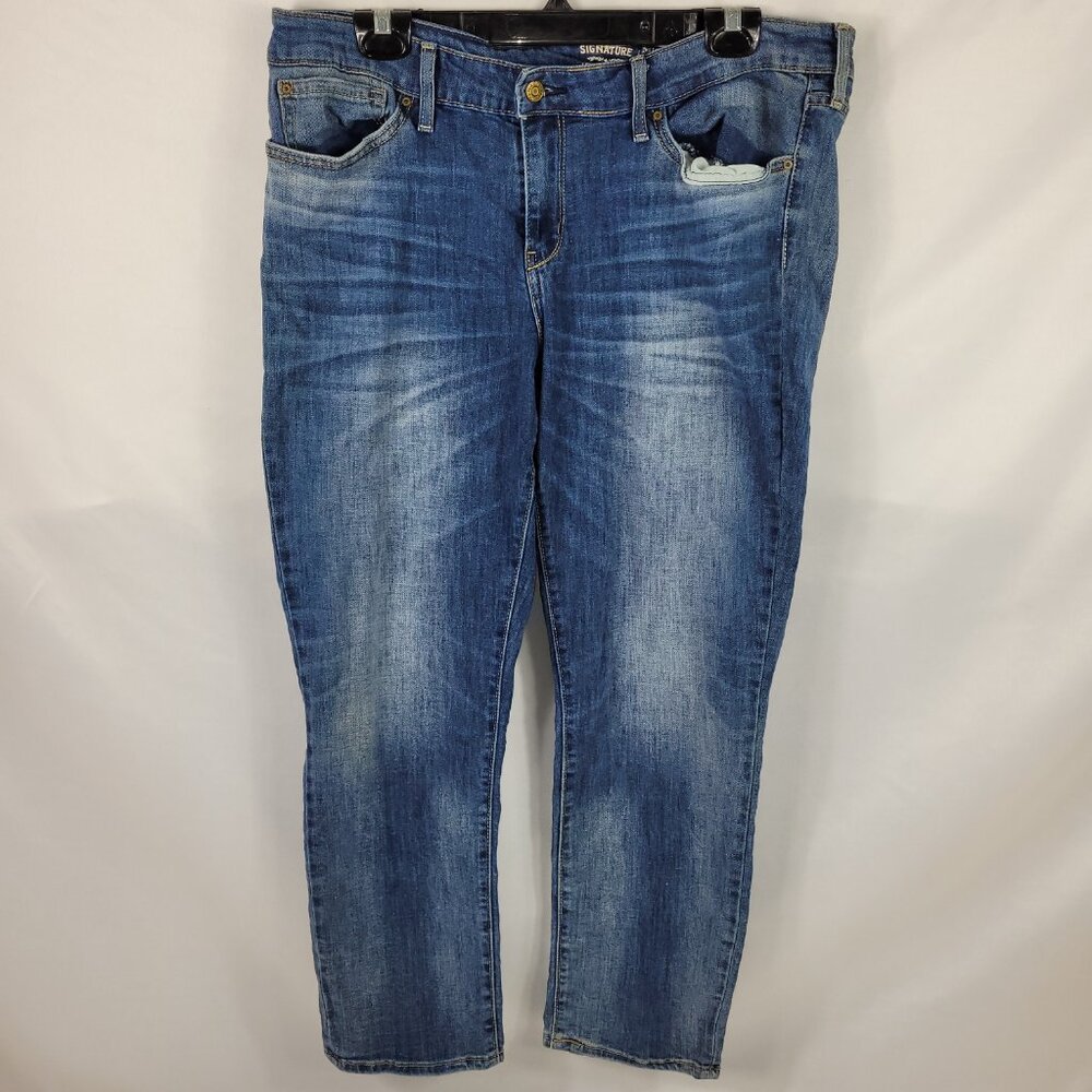 Levi Strauss Signature Jeans Distressed Pants Mid-Rise Slim Cuffed Mens W34/L28